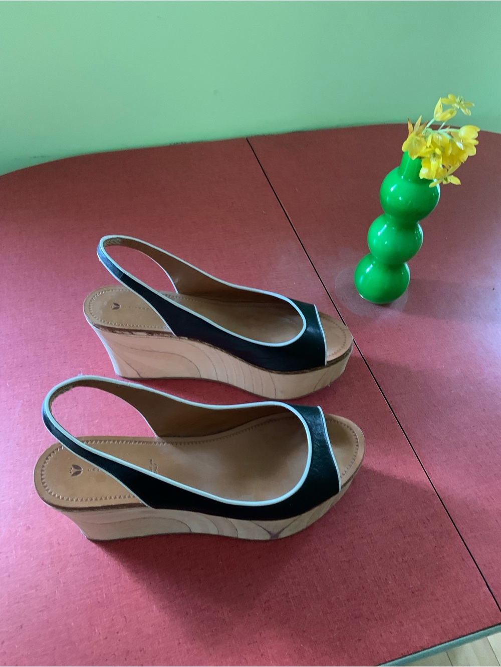 Leifsdottir from Anthropologie
Leather Slingback Wedge Wood Sandals
